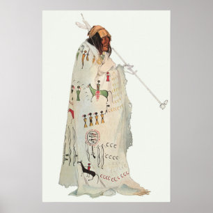 Pôster Guerreiro indiano com o retrato da tubulação por