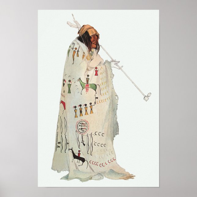 Pôster Guerreiro Indiano com Pipe Retrato de Karl Bodmer (Frente)
