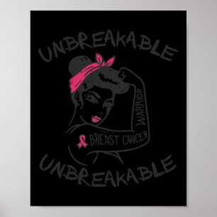 Poster Guerreiro Inquebrantável do Câncer de Mama Rosa So