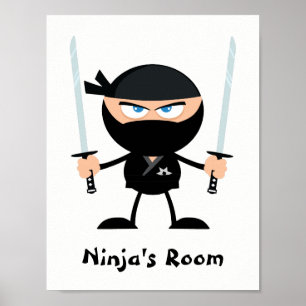 Poster Guerreiro Ninja Ninja Personalizado - Duas Katana