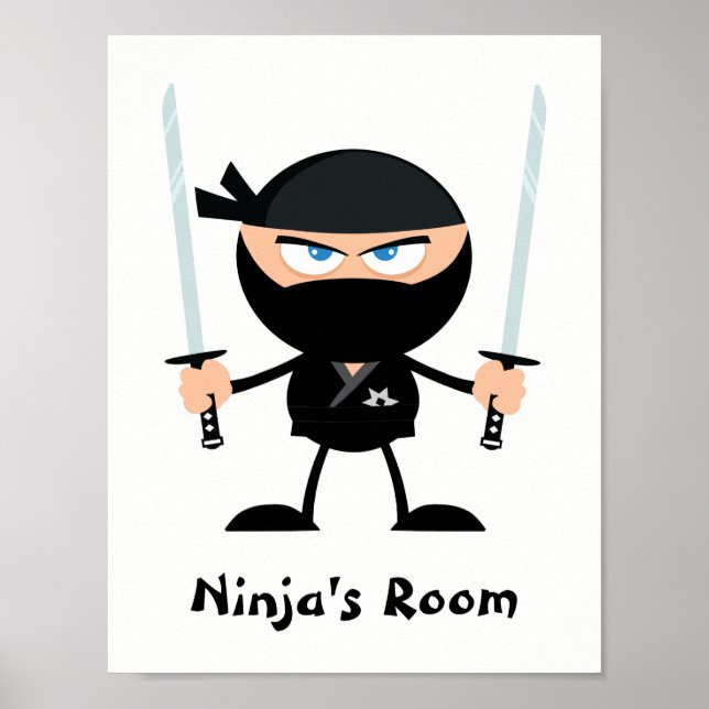 Poster Guerreiro Ninja Ninja Personalizado - Duas Katana (Frente)