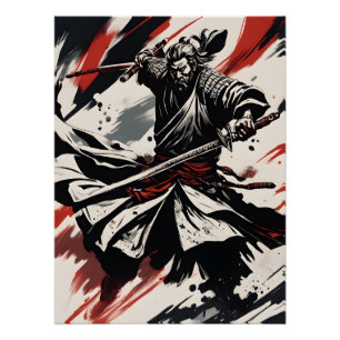 Pôster guerreiro samurai