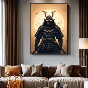Poster Guerreiro Samurai Épico Armadura Japonesa