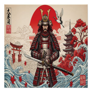 Pôster Guerreiro Samurai Japonês