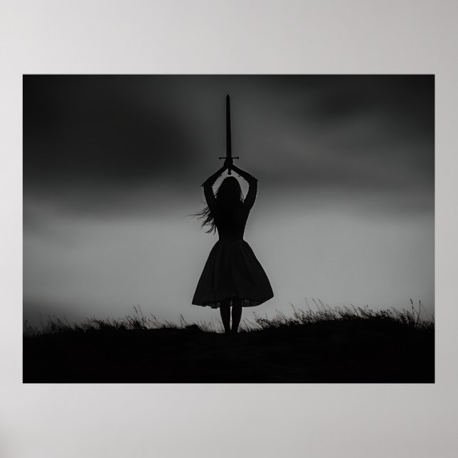 Poster Guerreiro Silhouette sob o céu das tempestades (Frente)