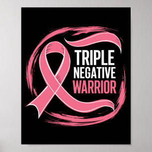 Poster Guerreiro Triplo Negativo Fita Rosa Câncer de Mama