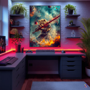 Poster Guerreiro Urso Celestial – Guardião Samurai Cósmic