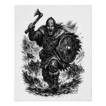 Guerreiro Viking Forjado pela Tempestade em Tinta