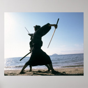 Pôster Guerreiros do samurai que atacam-se 8