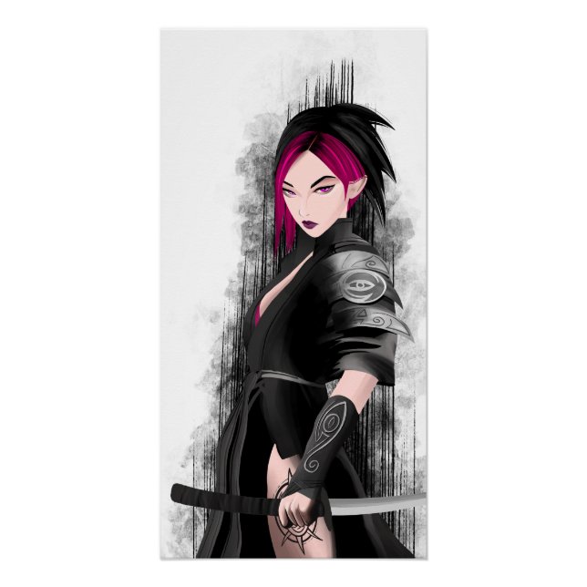 Pôster Guerrière samouraï munie de son sabre (Frente)