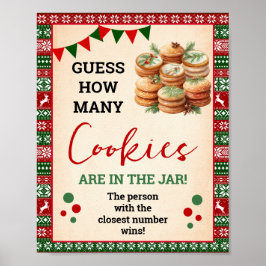 Poster Guess How Many Cookies Game Ugly Sweater Sign