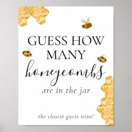 Poster Guess How Many Honeycomb Bee Bridal Shower Game