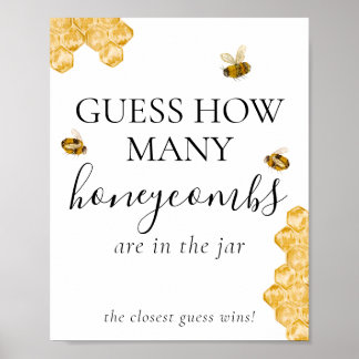 Poster Guess How Many Honeycomb Bee Bridal Shower Game