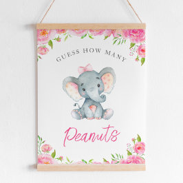 Poster Guess How Many Peanuts Elephant Baby Shower Game