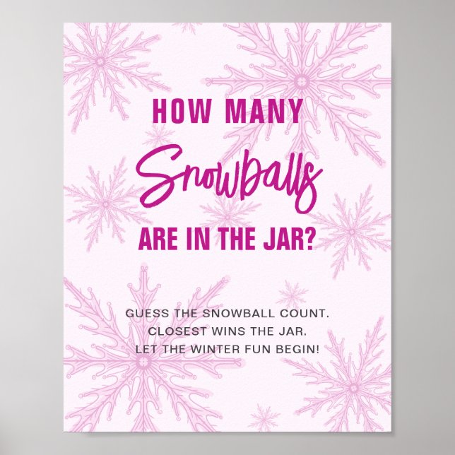 Poster Guess How Many Snowballs Winter Baby Shower (Frente)