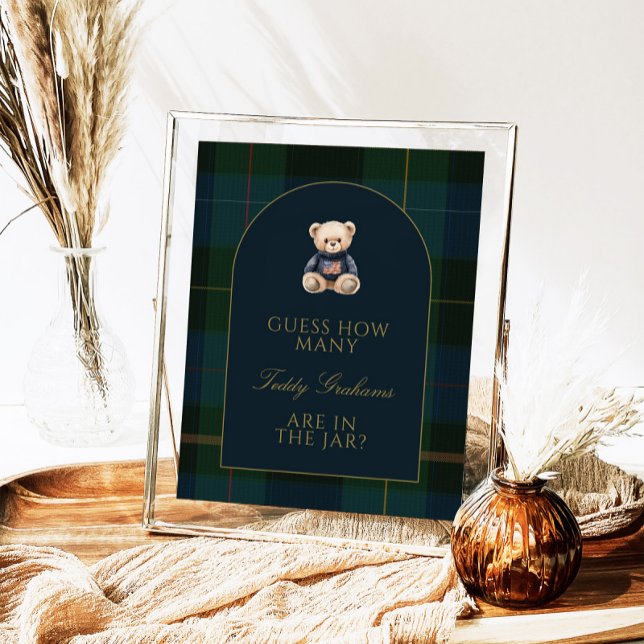 Poster Guess How Many Teddy Bears Baby Shower Game Sign (Criador carregado)