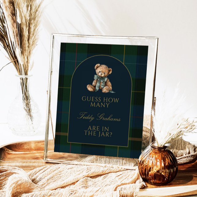 Poster Guess How Many Teddy Bears Baby Shower Game Sign (Criador carregado)