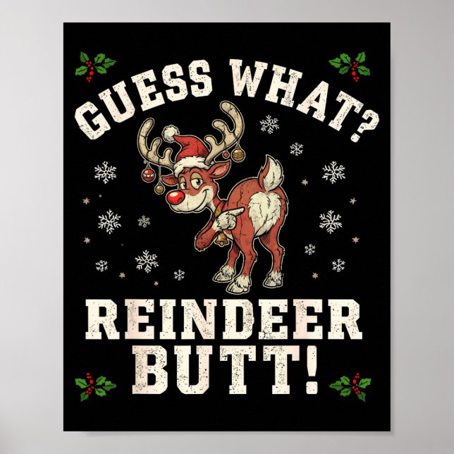 Poster Guess What Reindeer Butt Funny Christmas  (Frente)