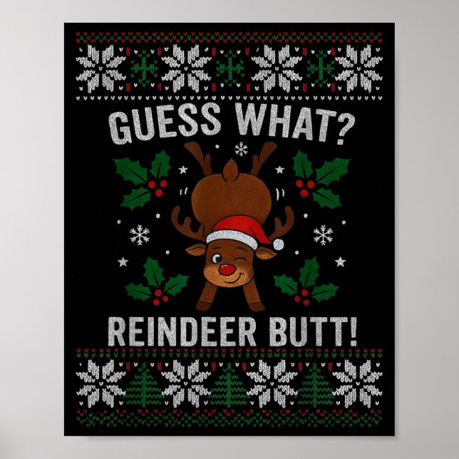 Poster Guess What Reindeer Butt Funny Christmas Reindeer  (Frente)