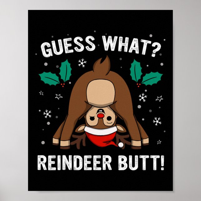 Poster Guess What Reindeer Butt Mens And Boys Funny Ugly  (Frente)