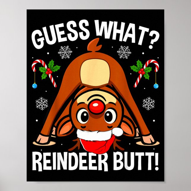 Poster Guess What Reindeer Butt Xmas Santa Funny Christma (Frente)