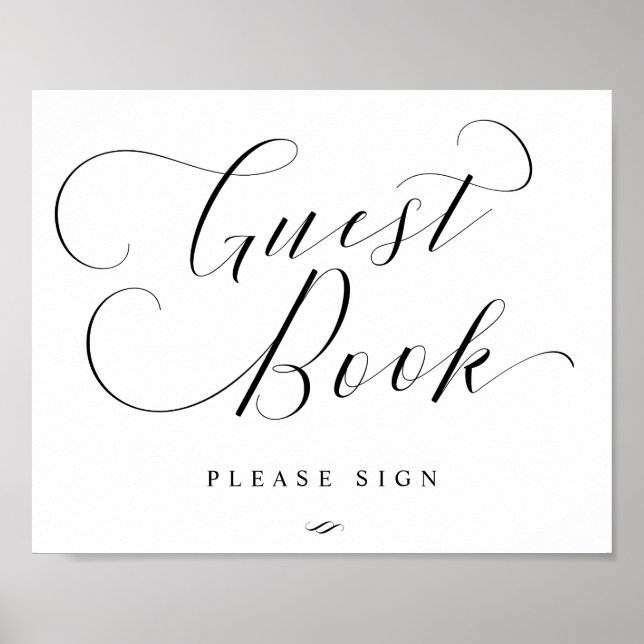 Poster Guest Book Please Sign Elegant Calligraphy Wedding (Frente)