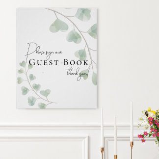 Pôster Guest Book Sign with Eucalyptus Leaves