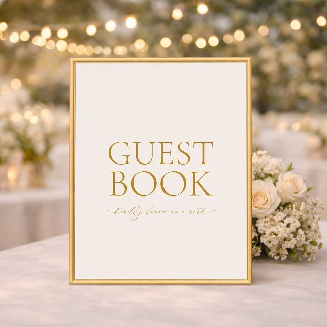 Poster Guest Book Wedding Sign – Elegant Gold Calligraphy (Criador carregado)
