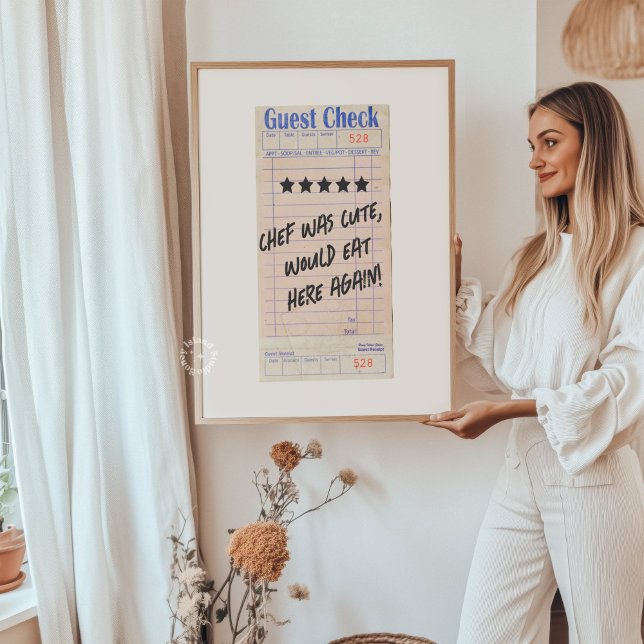 Poster Guest Check Chef Was Cute Personalized  (Guest Check Chef Was Cute Personalized Poster)