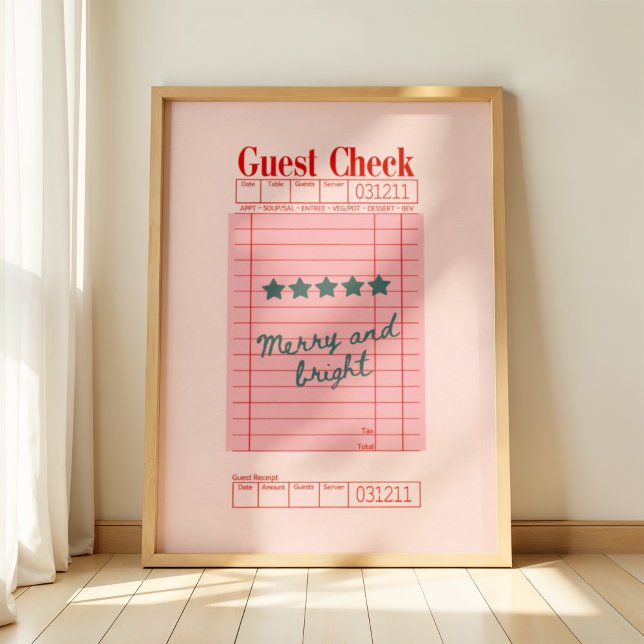 Poster Guest Check Christmas Merry and Bright Holiday Art (Criador carregado)