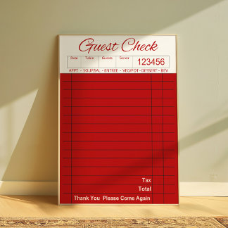 Poster Guest Check Wall Art, Cozinha Estética Trendy