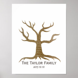 Pôster Guestbook da reunião de família da árvore da