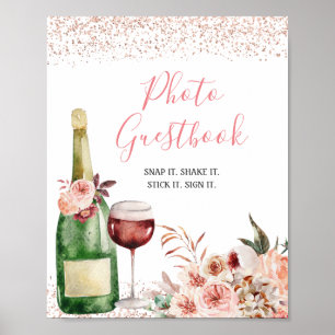 Poster Guestbook de animação ao Chá de panela rosa