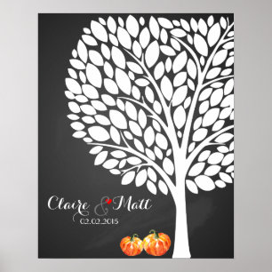 Pôster guestbook de assinatura do casamento da abóbora d
