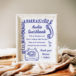 Poster Guestbook de áudio de ilustração manuscrito Whimsi