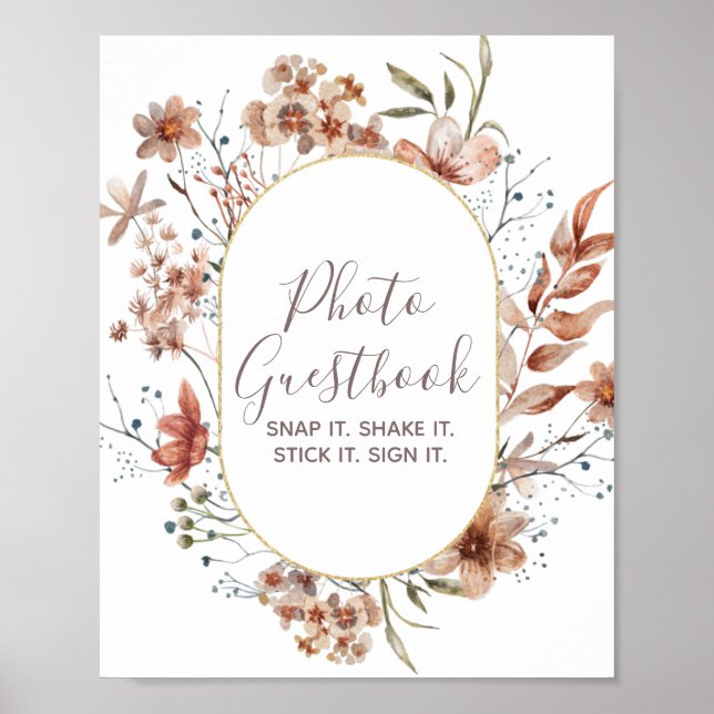 Poster Guestbook de Autumn Wildflower Watercolor (Frente)