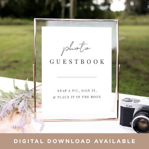 Poster Guestbook de Foto de Casamento de Script Mínimo Mo
