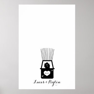 Poster Guestbook do casamento de Thumbprint do beijo do