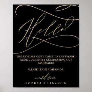 Poster Guestbook para áudio negro com caligrafia Dourada