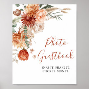 Poster Guestbook Rustic Wildflower Chá de fraldas