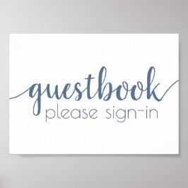 Poster Guestbook simples | Azul poeirento Qualquer sinal