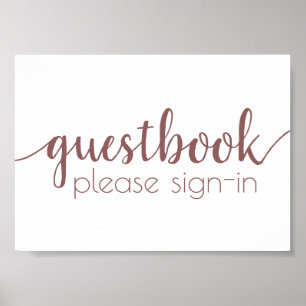 Poster Guestbook simples   Dusty Mauve Rosa Qualquer Sina
