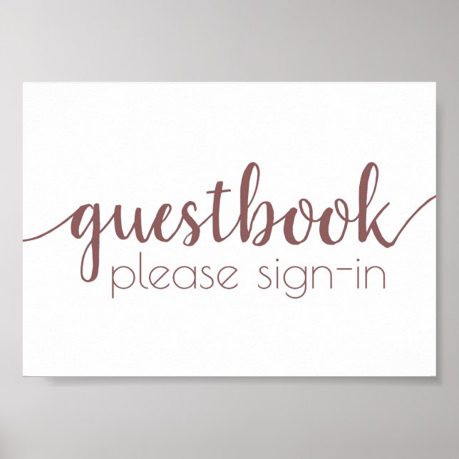 Poster Guestbook simples | Dusty Mauve Rosa Qualquer Sina (Frente)