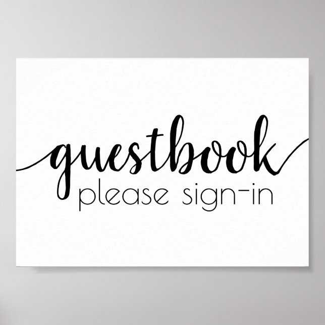 Poster Guestbook simples | Script Preto Qualquer Sinal De (Frente)