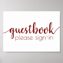 Poster Guestbook simples | Sinal de Evento Candy Red Scri