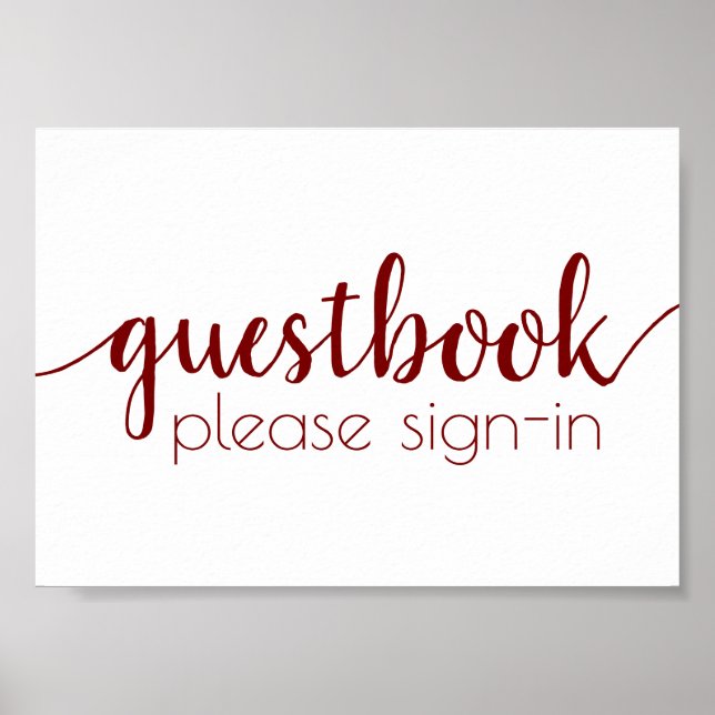 Poster Guestbook simples | Sinal de Evento Candy Red Scri (Frente)