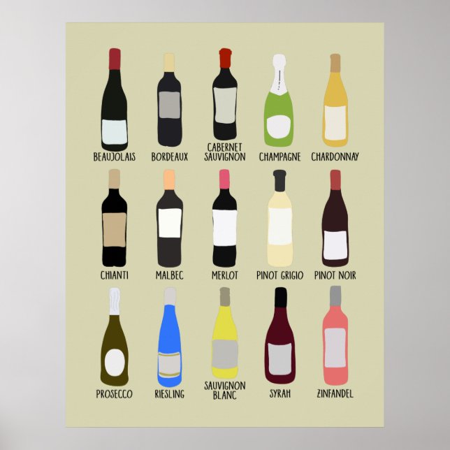 Poster Guia de Identificação de Variedades de Vinhos (Frente)