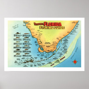 Poster Guia de Pesca da Flórida Cartaz 16x24