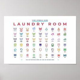 Poster Guia de Símbolos da Sala de Lavagem Colorida Horiz