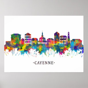 Poster Guiana Francesa Cayenne Skyline